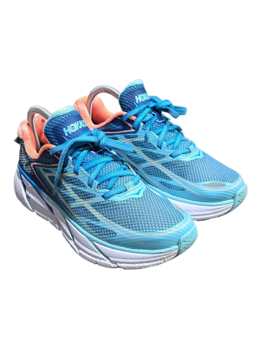 Hoka One One Clifton 3  Women Size 8 Blue Coral Running Shoes Style 1012045 BJNC
